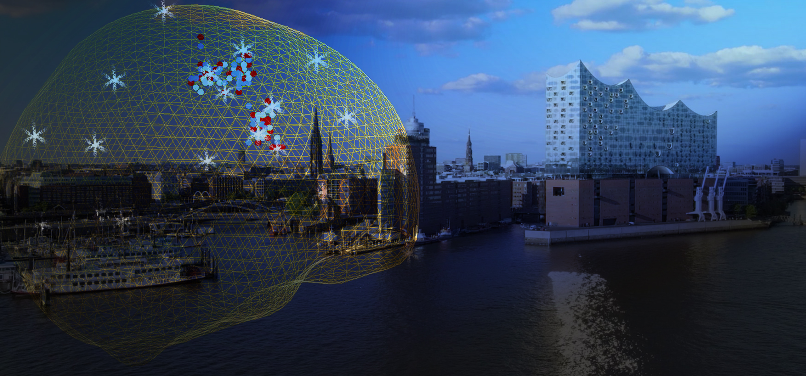 Background image: Hamburg harbor withElbphilharmonie
